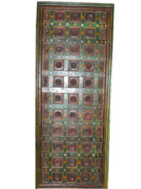   Rosettes Red Green Jaipur Wall Panel Wood Furniture 87x34  