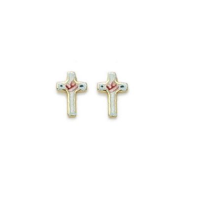 14K Gold Over Silver Cross Cloisonne Earrings Jewelry  