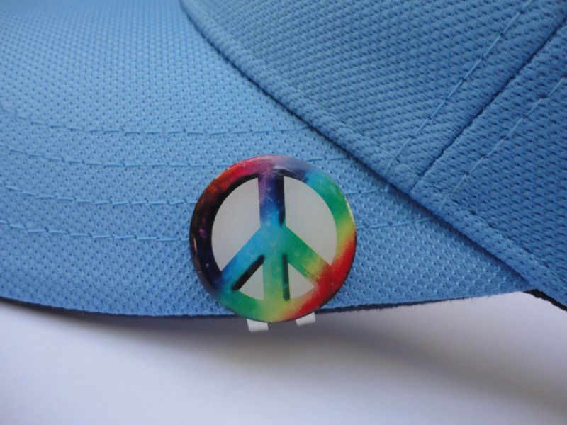 Tie Dye Peace Sign Golf Ball Marker w/Magnetic Hat Clip  
