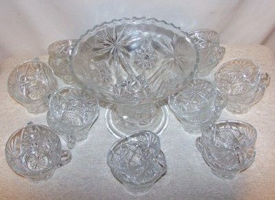 Vintage Beautiful Star Of David Punch Bowl Set 18 Cups  