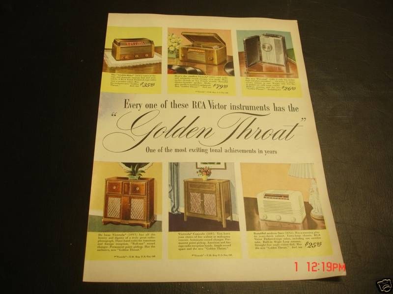 1946 RCA Victor Radios & Prices Lineup Ad  