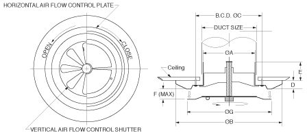 NEW SEIHO RESIDENTIAL MINICEILING DIFFUSER 6   TX6  