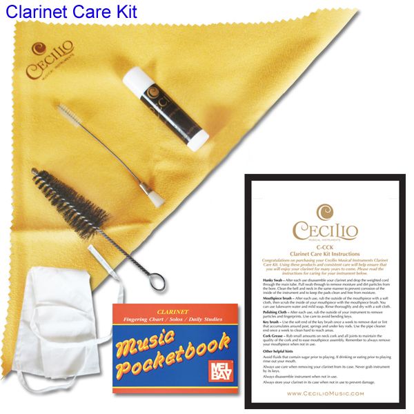 Clarinet~Flute~Trumpet~Saxophone Cleaning Care Kit+Book  