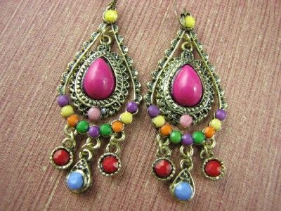 India Ethnic Style Gold Tone Dangle Earrings ME575  