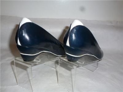 Stuart Weitzman Blue Leather Classic Pumps/White Accent for Mr 