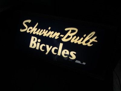VINTAGE 1940S SCHWINN BUILT BICYCLES ART DECO LIGHTED SIGN  