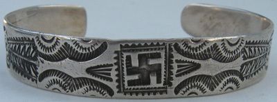   NAVAJO INDIAN WHIRLING LOG STAMPED INGOT STERLING SILVER CUFF BRACELET