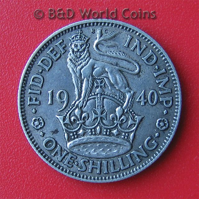 GREAT BRITAIN 1940 1 SHILLING SILVER ENGLISH CREST 23mm  