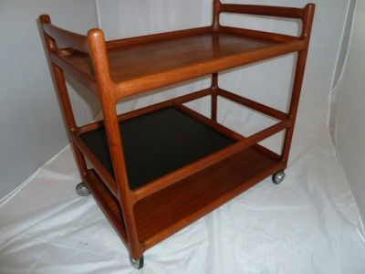   Danish Modern Teak Rolling Bar Cart Johannes Andersen Silkeborg  