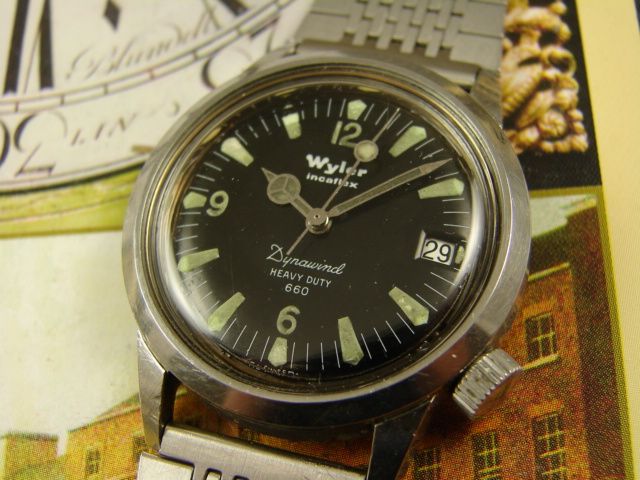 WYLER INCAFLEX DYNAWIND HEAVY DUTY 660 DIVER MENS WATCH VINTAGE 1950s 