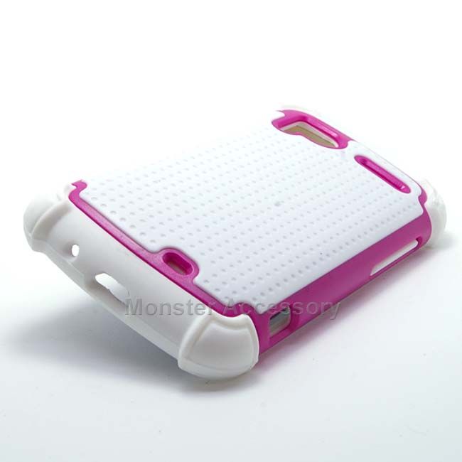 White Pink X Shield Dual Layer Hard Case Gel Cover for HTC Sensation 