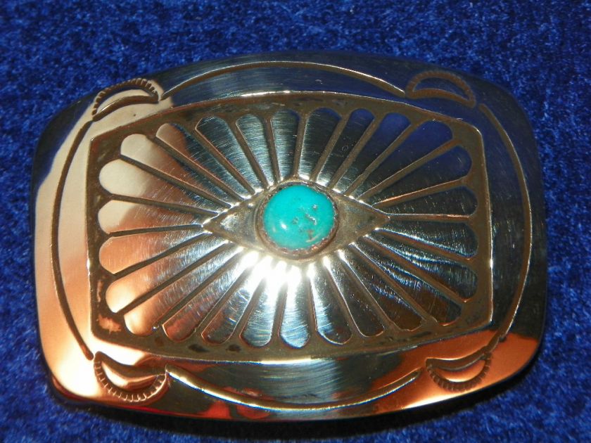 Southwest Sterling Silver Turquoise Native Belt Buckle NIB  