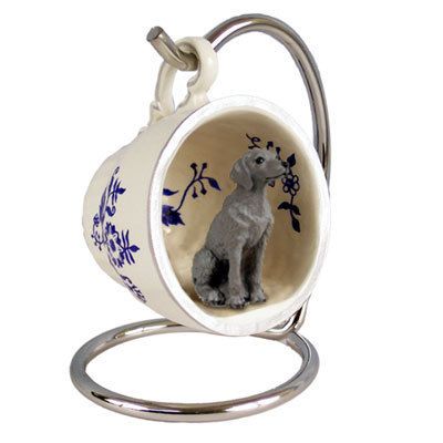 WEIMARANER BLUE TEACUP ORNAMENT  