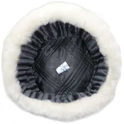 White mouton (sheepskin) Russian winter hat   Ushanka. Trapper Bomber 