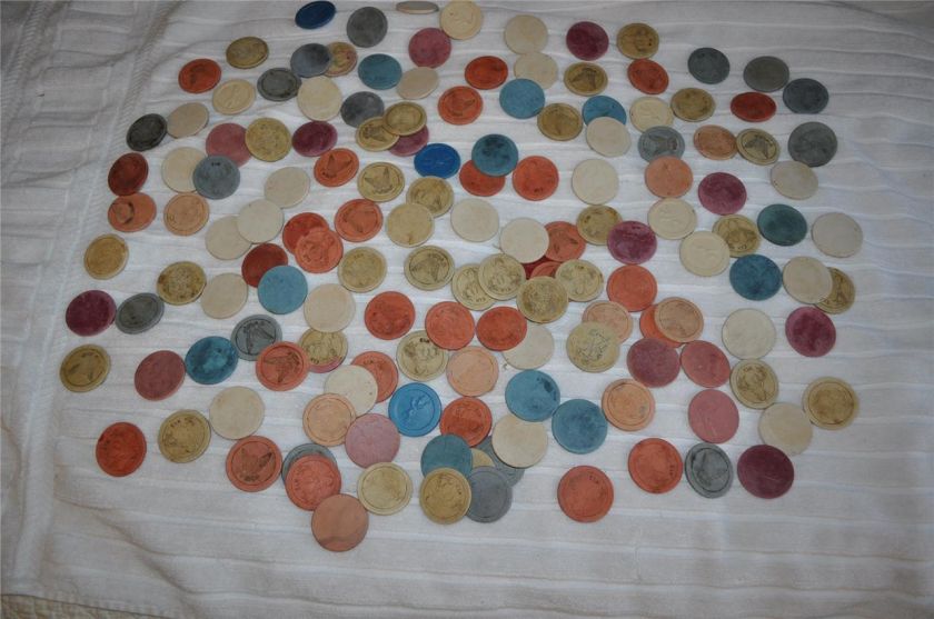 VINTAGE POKER CHIPS SOME CLAY, PLASTIC, ELK, EAGLE  