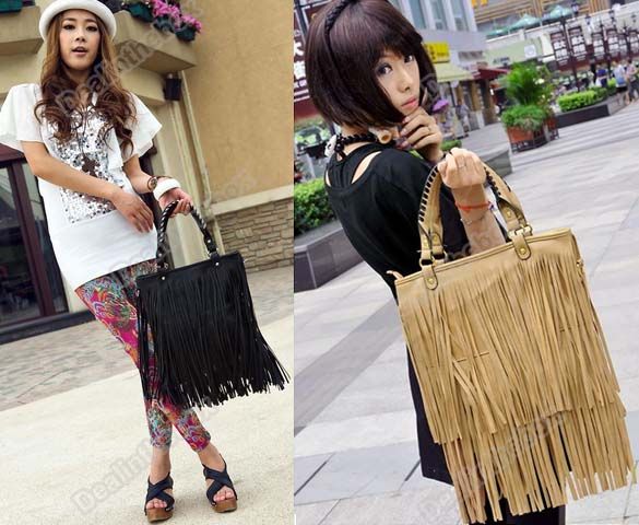 Womens Fashion Punk Tassel Fringe Handbag Shoulder Bag  