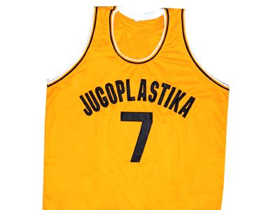 TONI KUKOC JUGOPLASTIKA JERSEY CROATIA YELLOW SEWN NEW ANY SIZE OBV 