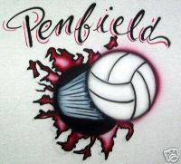 AIRBRUSHED T SHIRT VOLLEYBALL PERSONALIZED YOUTH SIZES  