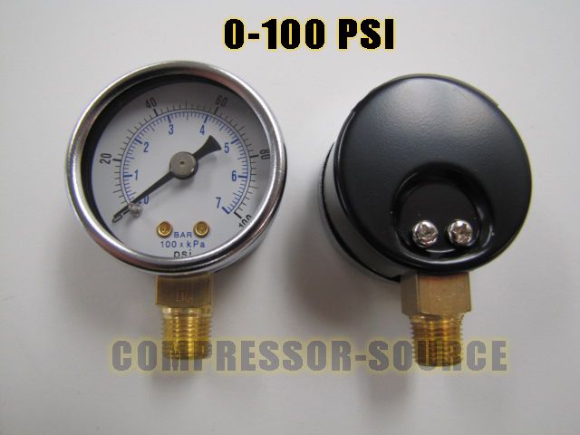 NPT AIR PRESSURE GAUGE 0 100 PSI SIDE MT 1.5 FACE  