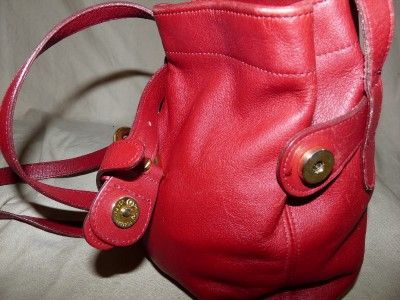   Coach Bucket Style Red Soho Cinch Bag Brass Buckle Belted Purse~USA