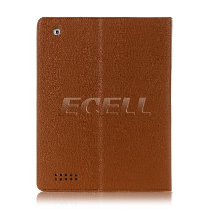 LUXURY BROWN LEATHER FOLIO CASE WITH STAND FOR APPLE iPAD 2  