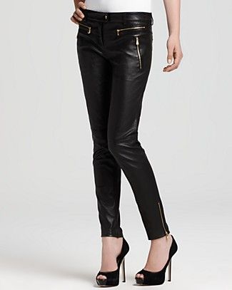 NWT $2200 ESCADA LaMBSkiN LEATHER Skinny Pants   Leggings Mid Rise NEW 