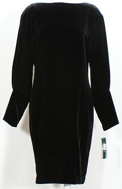 NWT RALPH LAUREN Black Velvet LS Back V Dress 10  