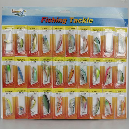 Lot 30pcs Kinds of Fishing Lures Crankbaits Minnows Pencils Hooks 