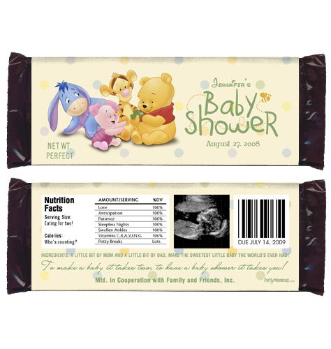 BABY POOH Baby Shower Favor CANDY WRAPPERS  