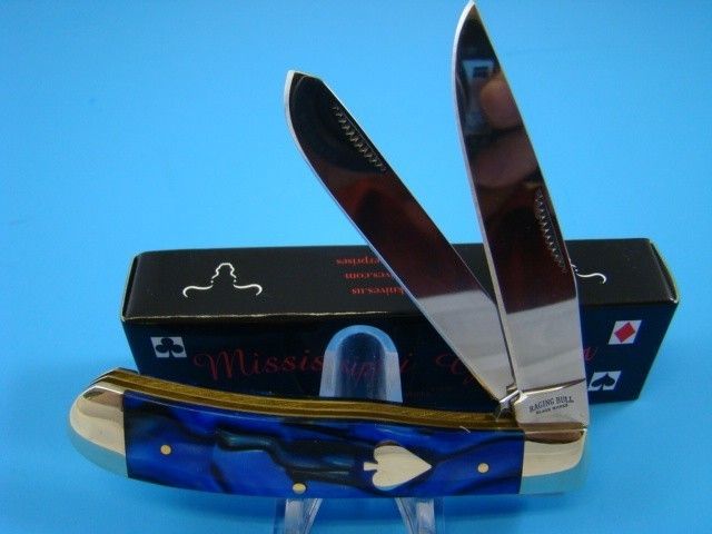 SS Mississippi Gambler Blue Spades Trapper Pocket Knife 40SPADE 