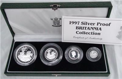 1997 ROYAL MINT BRITANNIA SILVER PROOF 4 COIN SET  