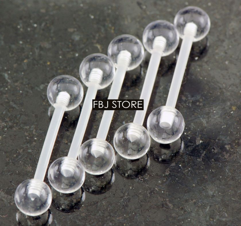 14g 5 8 clear ball flexible tongue barbells description 5 all clear uv 