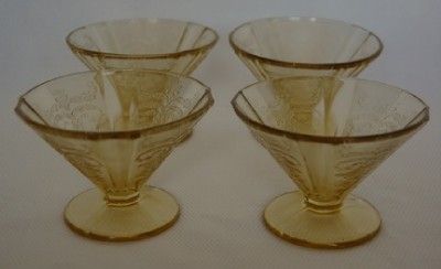 FEDERAL DEPRESSION GLASS AMBER MADRID 4 SHERBET GLASSES  