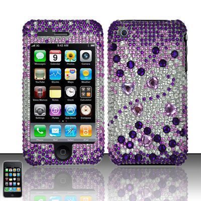   HARD PLASTIC BLING RHINESTONE COVER CASE 4 APPLE IPHONE 3G 3GS  