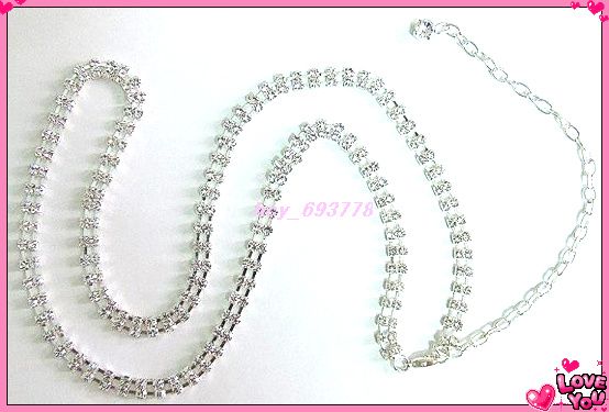 Wholesale 6pcs 2Row Fashion Rhinestone Chain Belts  