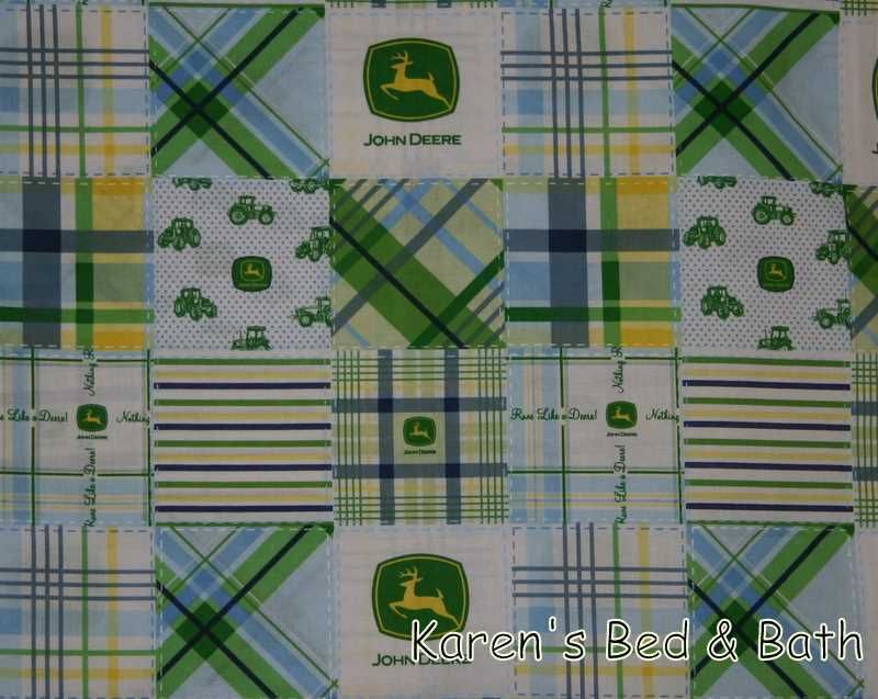 John Deere Patches Green Blue Yellow Curtain Valance  