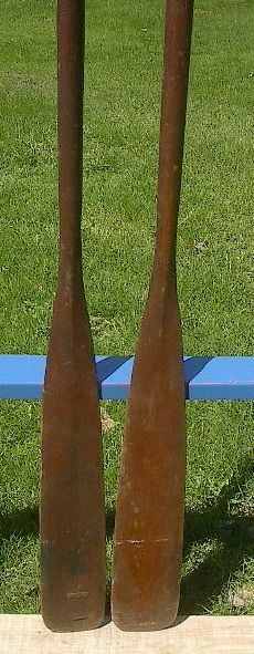 VINTAGE Set Pair Oars 84 Boat Wooden Paddles ANTIQUE  