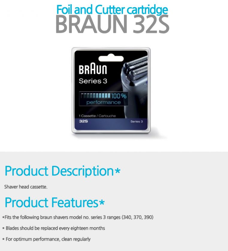 Braun 32S Series3 cassette Foil & Cutter Shaver  2pcs  