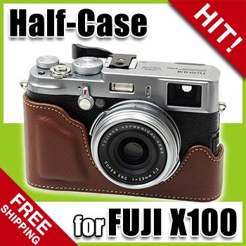   Leather Camera Half Case Bag HC X100 (Brown) for Fujifilm FinePix X100