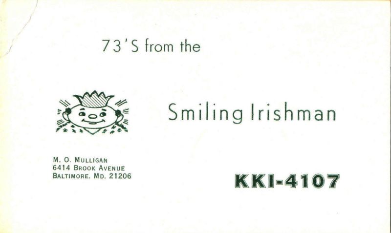 vintage QSL postcard CB radio Irish comic Baltimore MD  