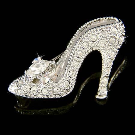 Swarovski Crystal ~Cinderella Glass Slippers~ High Heel shoes Fairy 