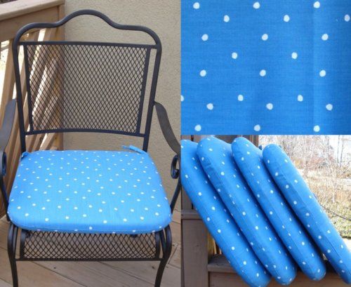 OUTDOOR 20 DINING CHAIR SEAT CUSHION PAD Blue Dottie  