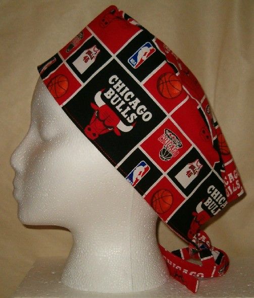 SURGICAL SCRUB HAT CAP MADE W CHICAGO BULLS NBA FABRIC  