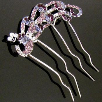   SHIPPING 1pc Austrian rhinestone crystal peacock hair comb fork  