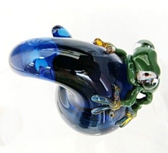 New Cobalt Blue Hand Blown Glass GreenFrog Wine Stopper  