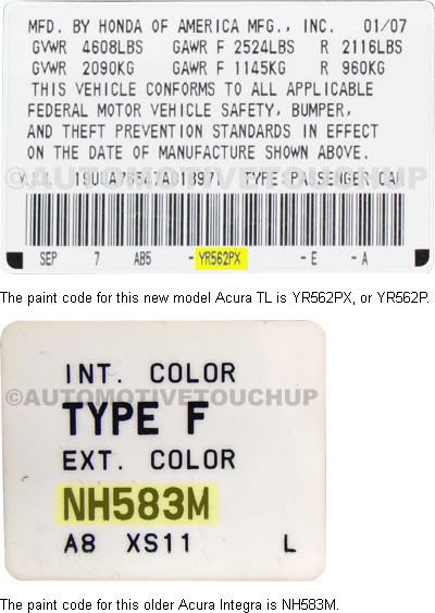   HELP OR INFORMATION REGARDING YOUR PAINT CODE OR PAINT CODE LOCATION
