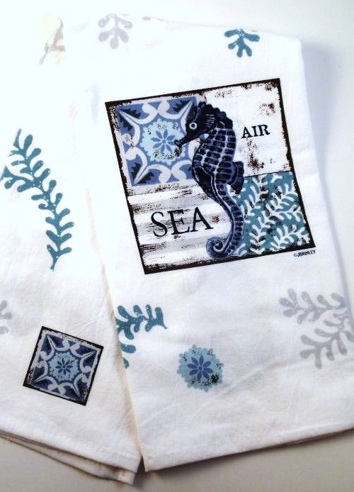 Tropical Sea Seahorse Starfish Kitchen Towel  