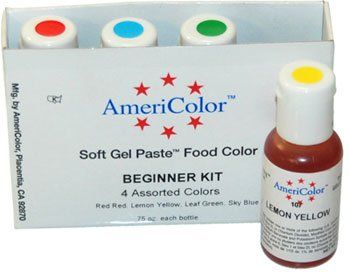 AMERICOLOR SOFT GEL PASTE FOOD COLOR BEGINNER KIT 4 ASSORTED COLORS 