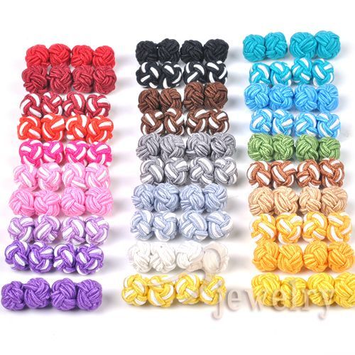 30 Pairs Colourful Silk Tie Knot Business Men Cufflinks  