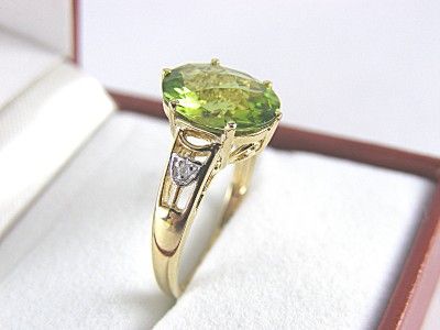 Peridot & Diamond Accent Ring 3.30ct 10k Size 7 Resizable 5.5 8.5 